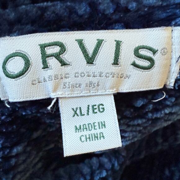 Orvis Chenille Velvet Chunky Sweater Royal Blue Women XL Cozy Rib Knit Winter - Picture 5 of 8